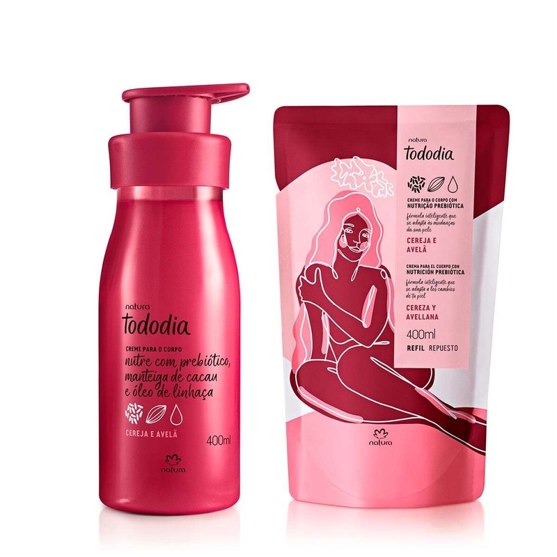 Tododia conjunto cereja e avelã regular e refil - 2 un de 400 ml
