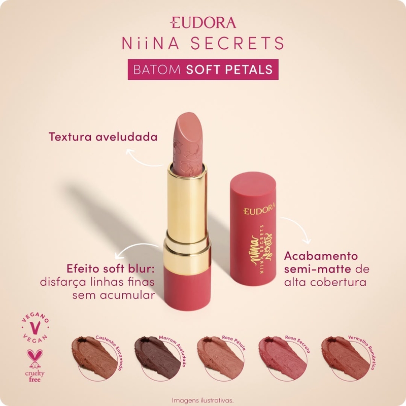 Batom Niina Secrets Soft Petals Castanho Encantado 3,8G - foto 4