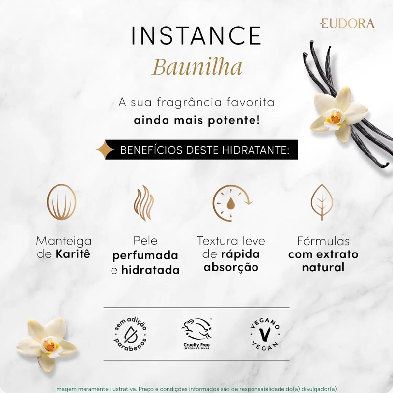 Refil Creme Hidratante Desodorante Corporal Instance Baunilha 350Ml - foto 2