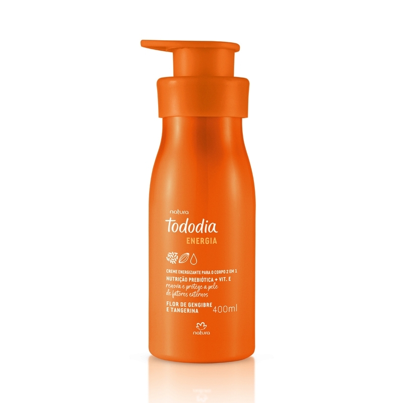 Creme desodorante nutritivo energizante para o corpo 2 em 1 flor de gengibre e tangerina - 400 ml