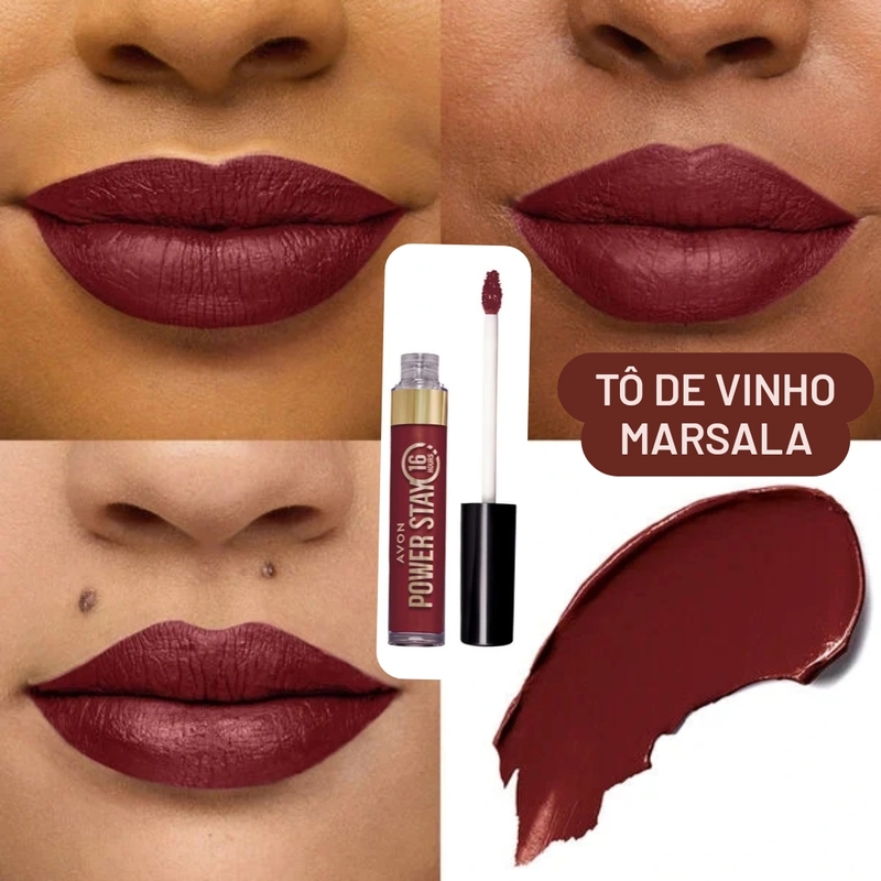 Batom Tô de Vinho Marsala Power Stay Líquido Matte 16h