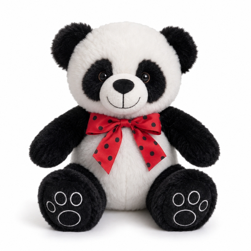 Urso de Pelúcia Panda com Laço Vermelho