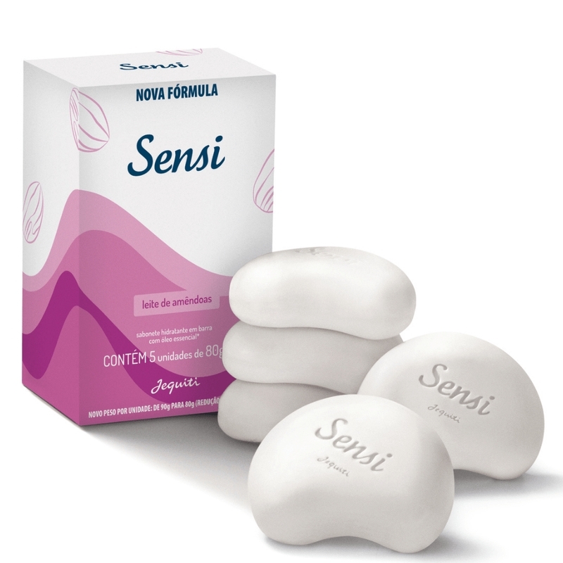 Sabonete Hidratante em Barra Leite de Amêndoas Sensi Jequiti 5 x 80 g
