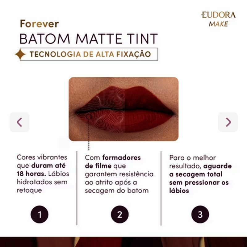 Batom Líquido Bordô Intenso Glam Matte Tint 4g - foto 2