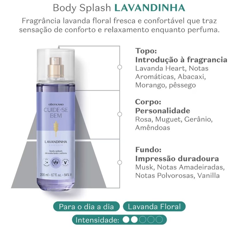 Body Splash Desodorante Colônia Cuide-se Bem Lavandinha 200ml - foto 3