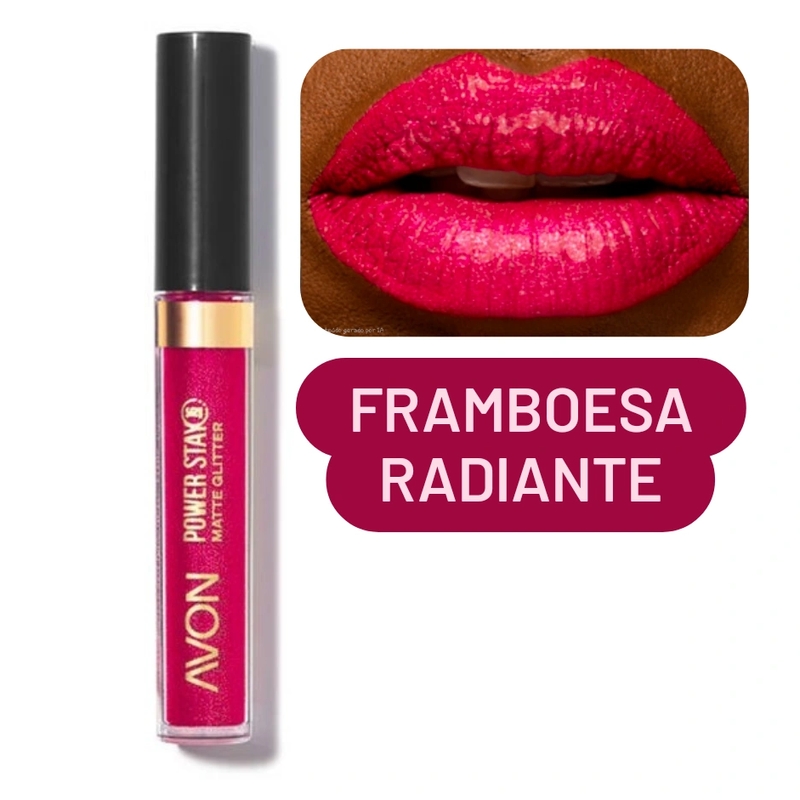 Batom Power Stay Matte Glitter Framboesa Radiante