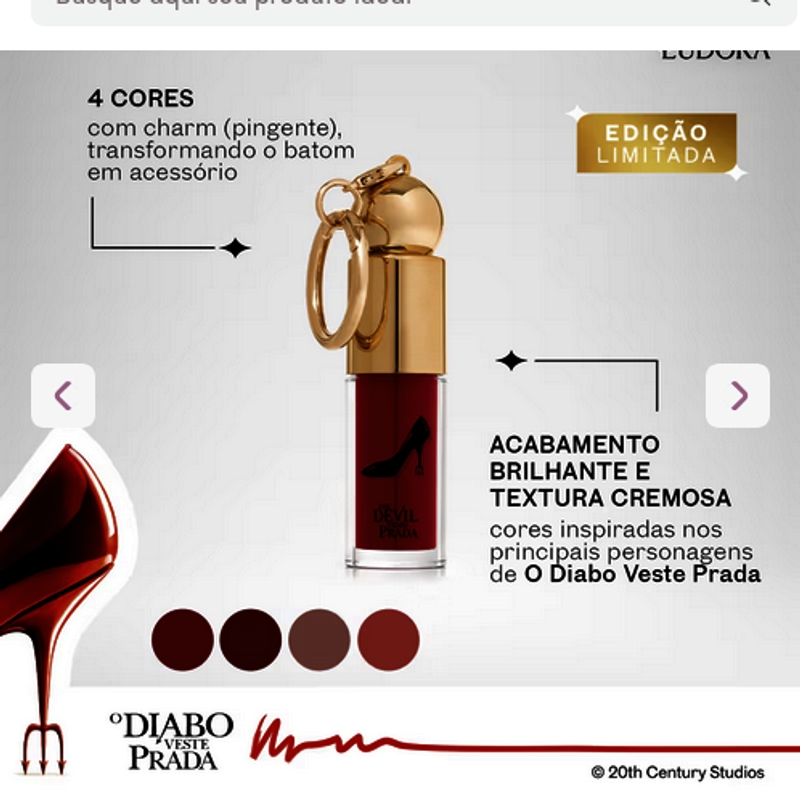 Batom Líquido Cremoso Eudora Make O Diabo Veste Prada Fashion Icon Caramel 4ml - foto 4