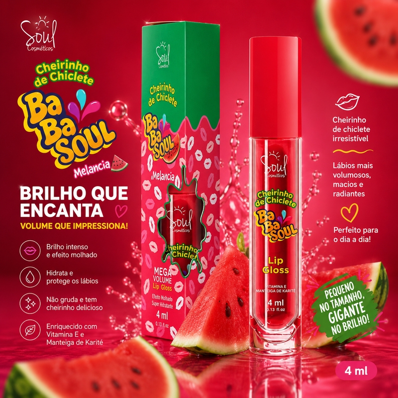 Lip Gloss Hidratante Labial Melancia