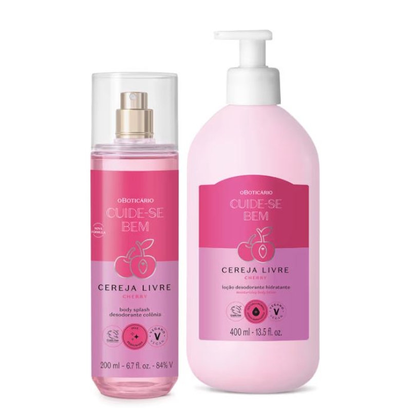 Combo Cereja Livre: Body Splash 200ml + Loção Corporal 400ml