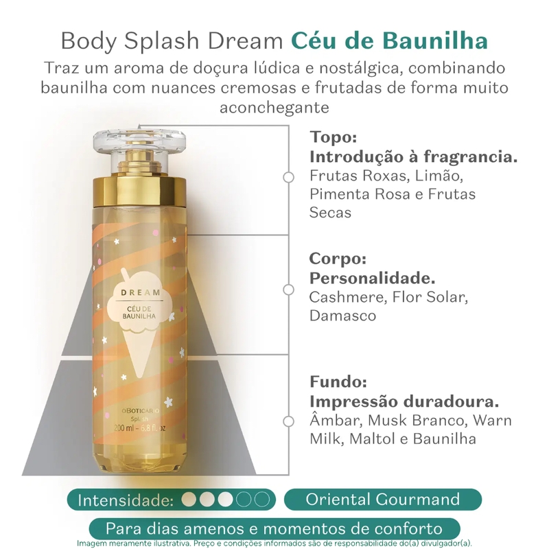 Dream Céu De Baunilha Body Splash 200Ml - foto 2