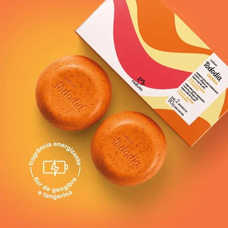 Sabonete em barra Esfoliante Energizante Flor de Gengibre e Tangerina 2x90g - foto 2