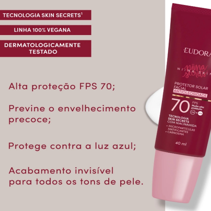 Protetor Solar Facial Antioleosidade Fps 70 Niina Skin 40ml - foto 2
