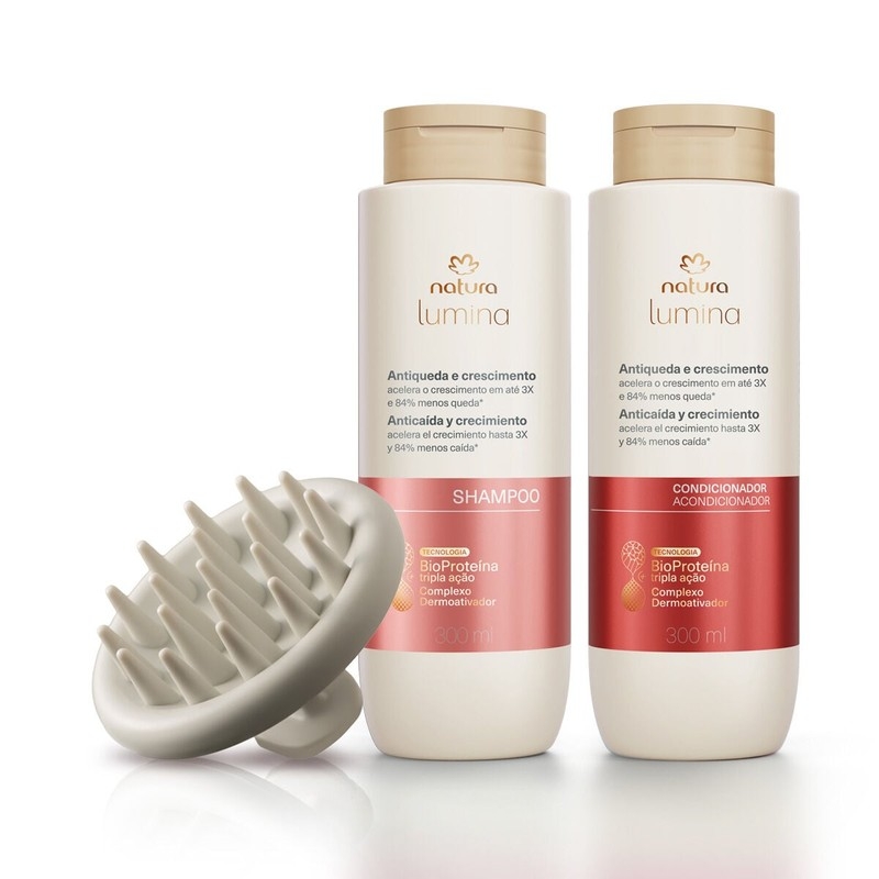 Lumina conjunto antiqueda shampoo, condicionador e massageador