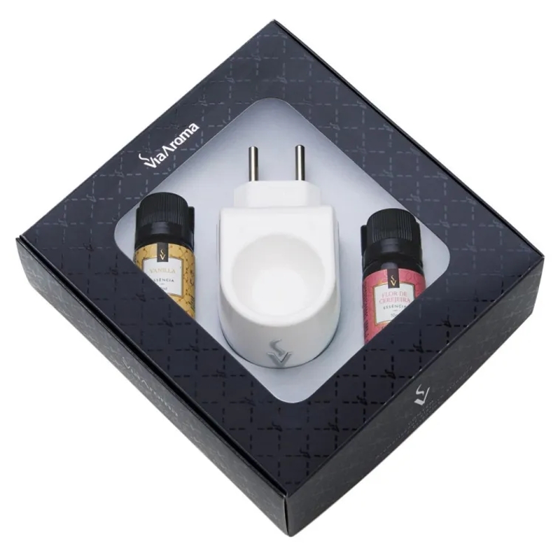 Kit Presente Aromatizador Standard mais 2 Essências Via Aroma - Flor de Cerejeira e Vanilla