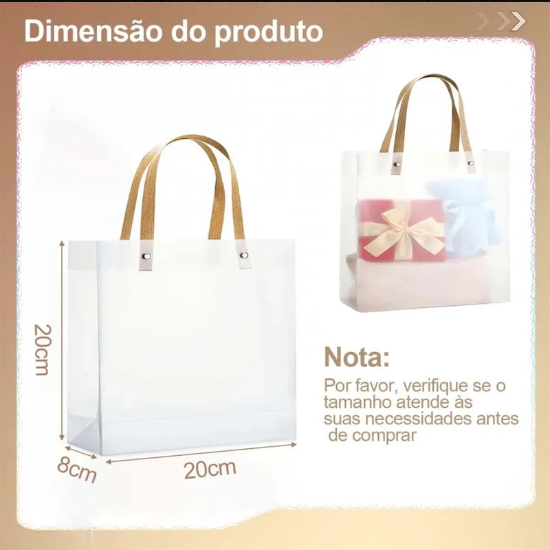 Sacola Fosco PVC Reutilizável 20x20x8
