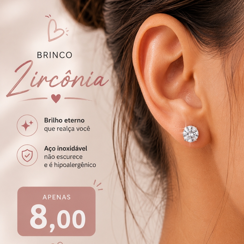 Brinco De Zircônia, Brilho Eterno
