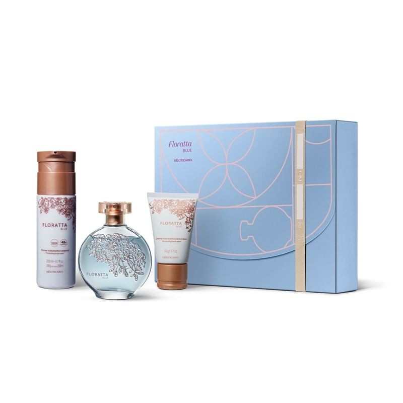Kit Presente Floratta Blue: Colônia 75ml + Loção Corporal 200ml + Creme para Mãos 50g