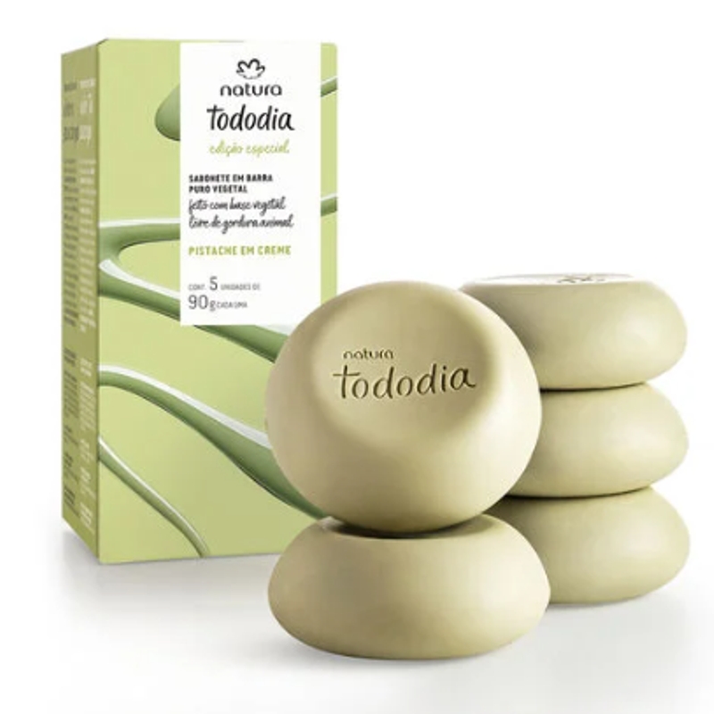 Sabonete em barra puro vegetal Tododia Pistache em Creme 5x90g