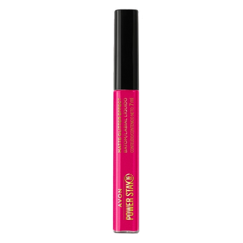 Avon Power Stay Batom Líquido Matte Glitter Effect 16h Magenta Reluzente