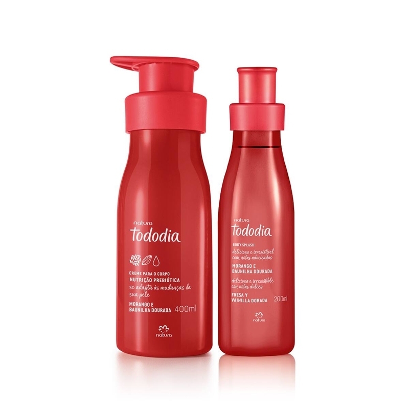 Kit tododia morango e baunilha dourada com body splash