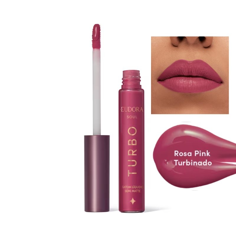 Batom Líquido Rosa Pink Turbinado Semi Mate Turbo SOUL 5ml