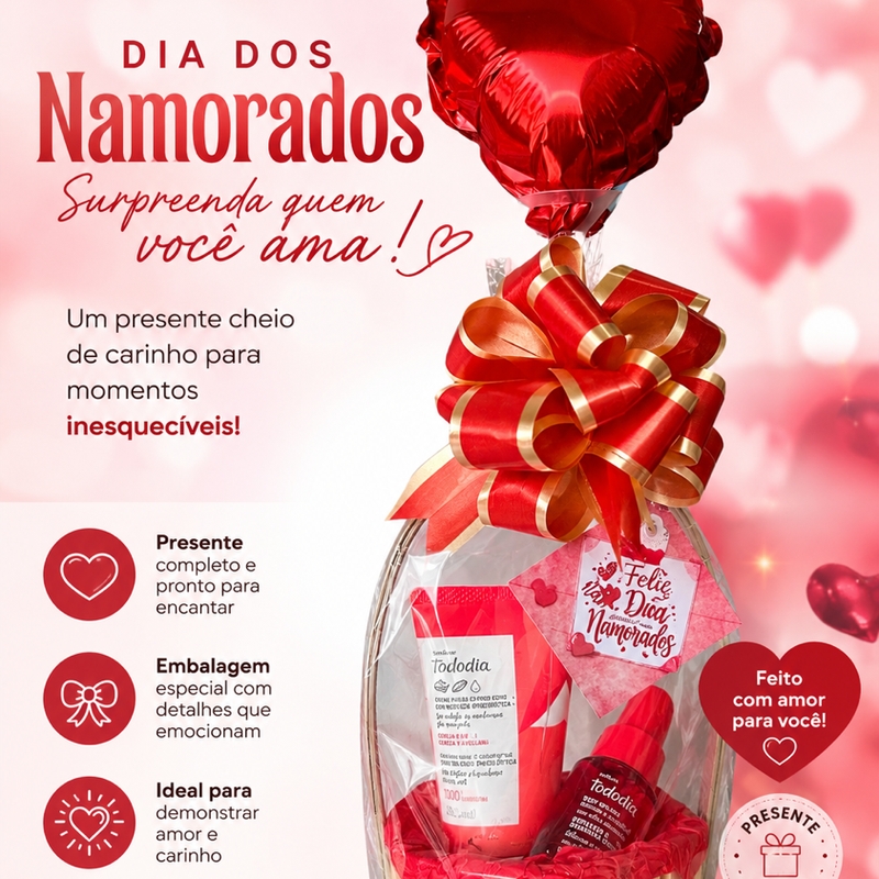 Cesta Body Splash E Hidratação Morango E Baunilha