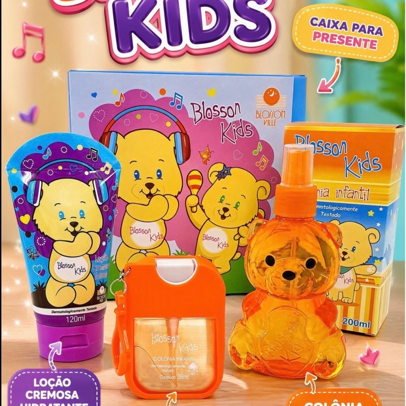 Kit Blosson Kids Ursinho Curtindo Música ( Kids+locao+chaveiro)