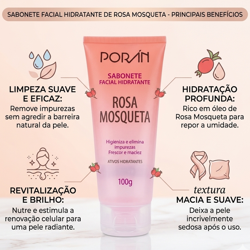 Sabonete Facial Hidratante de Rosa Mosqueta - 100g - foto 2