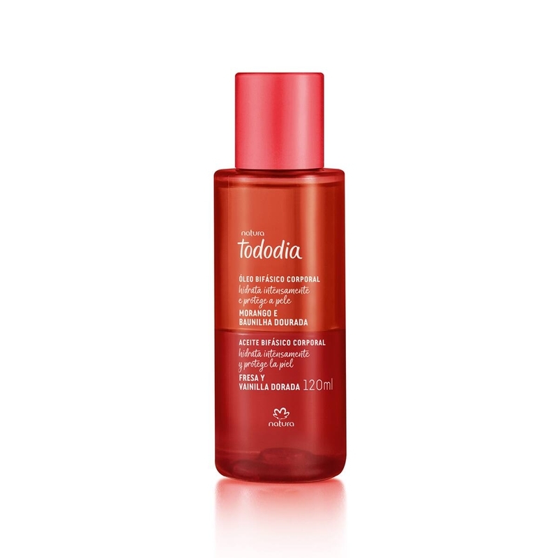 Óleo bifásico corporal morango e baunilha dourada - 120 ml
