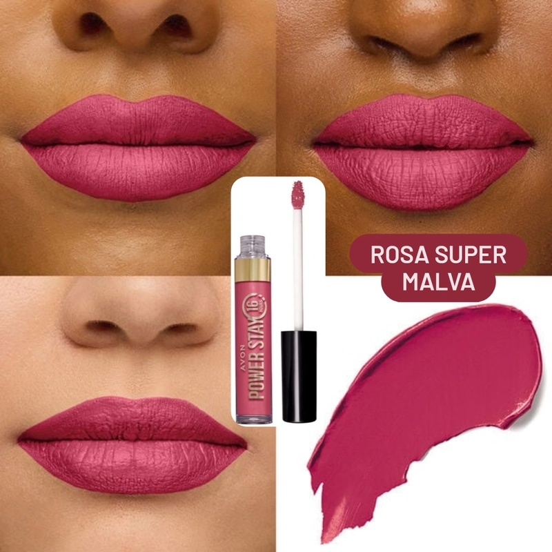 Batom Líquido Matte 16h Rosa Super Malva Avon Power Stay