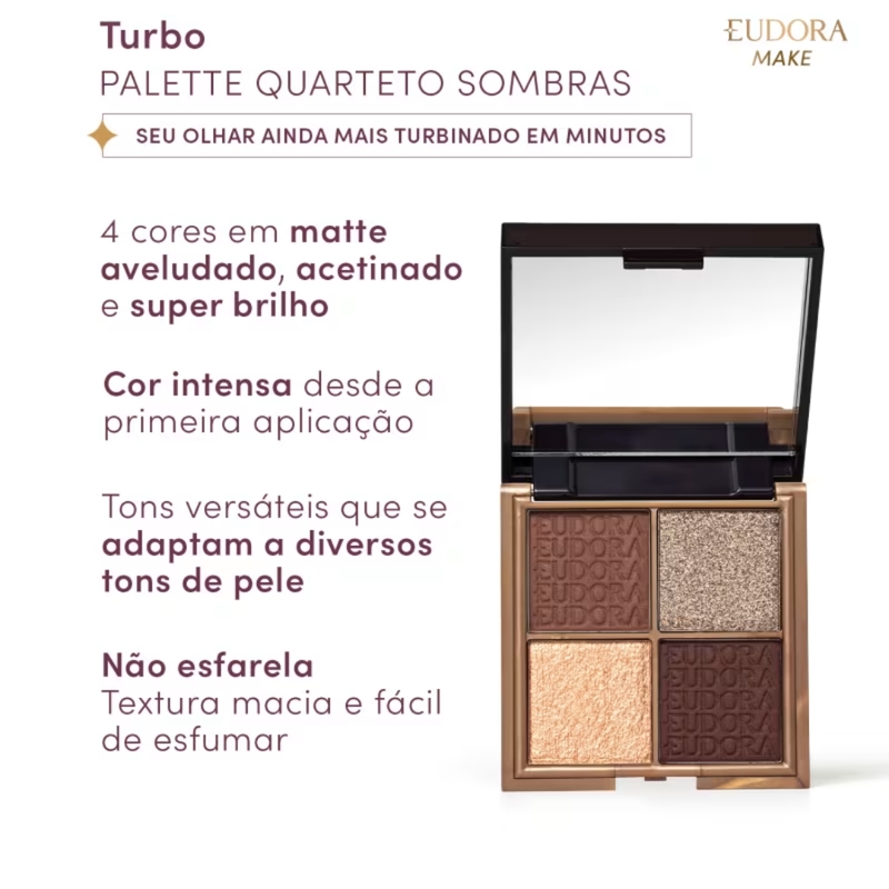 Paleta de Sombras Quarteto Turbo Eudora Make 8g - foto 3