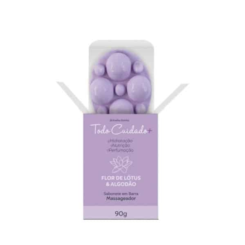 Todo Cuidado Mais Sabonete Massageador Em Barra Cremoso Flor de Lotus e Algodao 90g