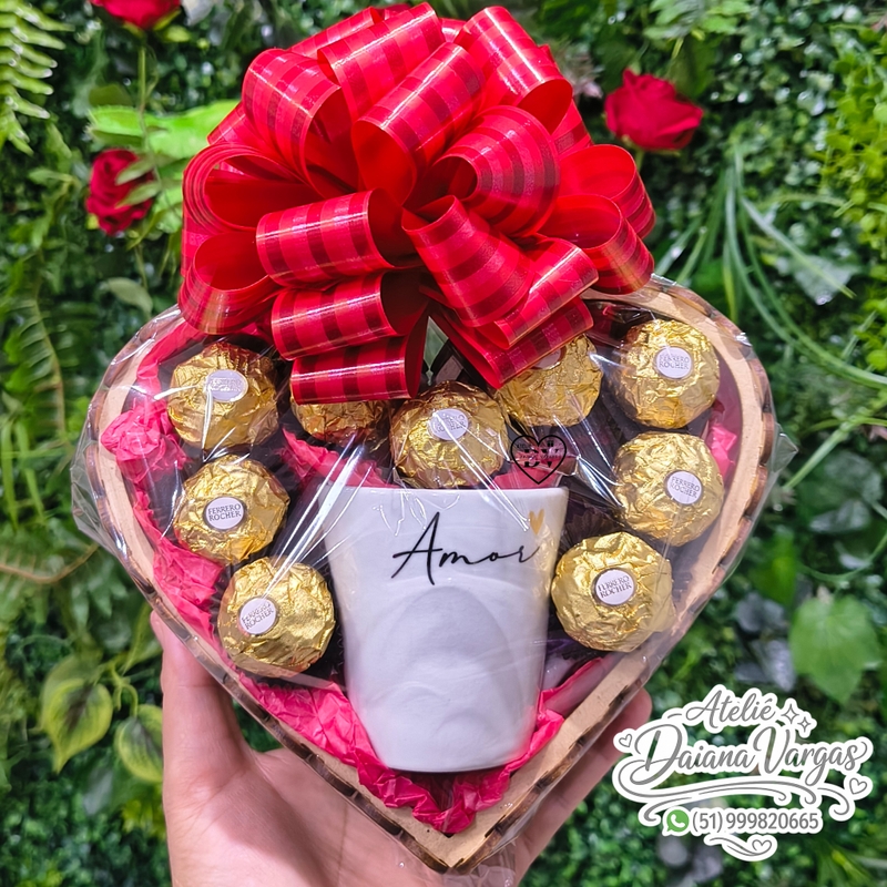 Coração MDF Trabalhado Amor Ferrero Rocher