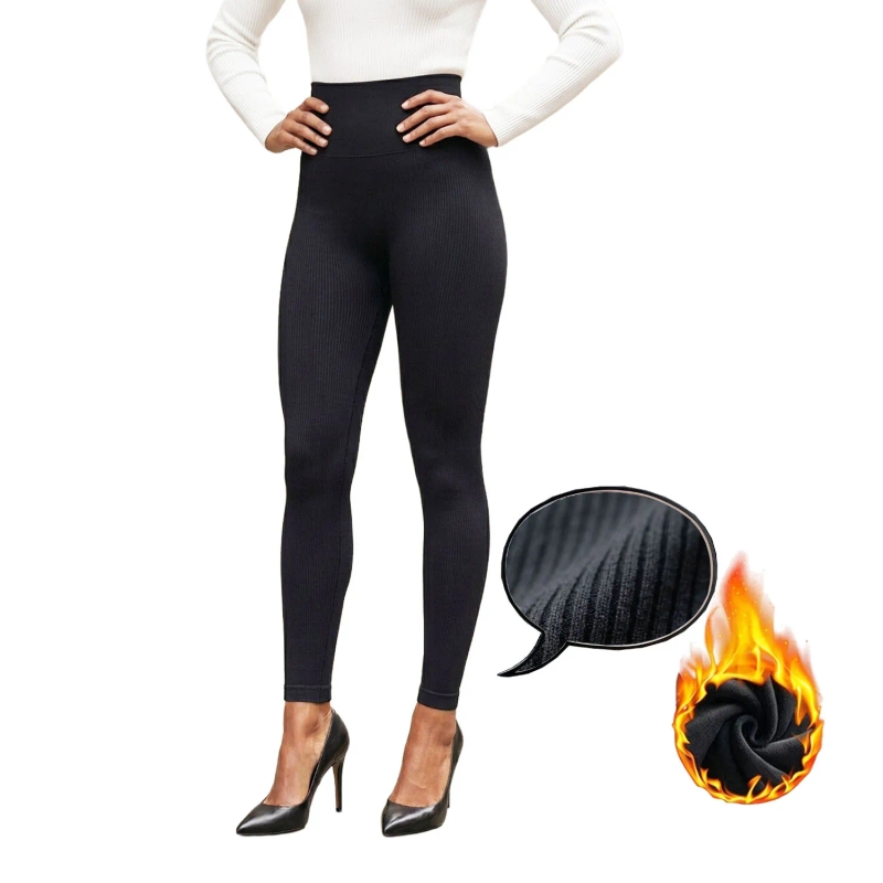 Legging Peluciada segunda pele canelada - Preta/ TM Unico
