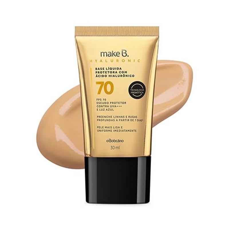 Base Líquida Protetora Com Ácido Hialurônico Fps 70 Make B. Hyaluronic Cor 15 30Ml