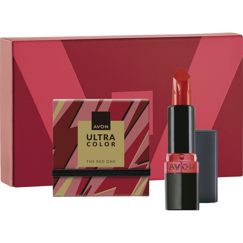 PRESENTE AVON ULTRAS DUO Blush em Pó Vermelho + Batom Cremoso Vermelho Puro