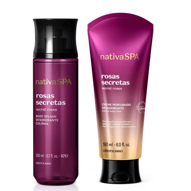Combo Nativa SPA Rosas Secretas: Body Splash 200ml + Creme Perfumado Corporal 180ml