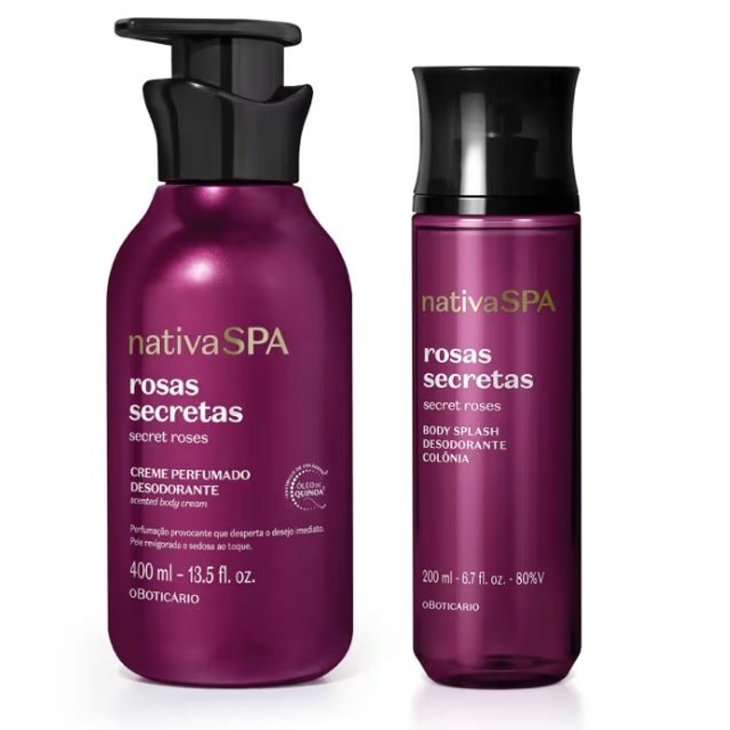 Combo Nativa SPA Rosas Secretas: Body Splash 200ml + Creme Perfumado Corporal 400ml