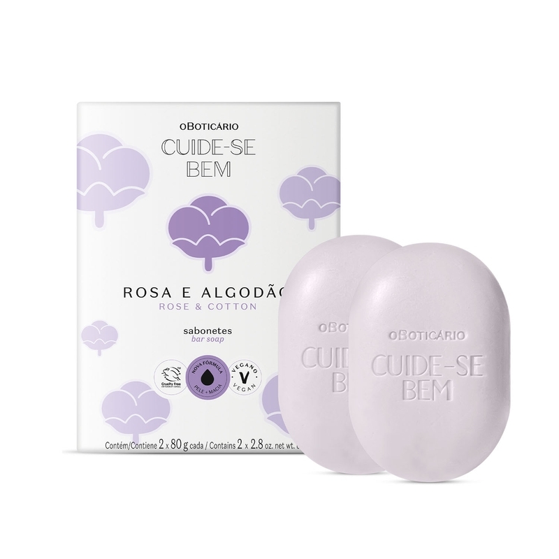 Sabonete Cuide-se Bem Rosa e Algodão 2x80g cada