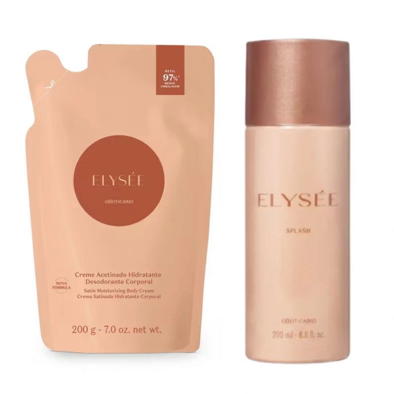 Combo Elysée: Body Splash 200ml + Refil Creme Hidratante Acetinado Corporal 200g