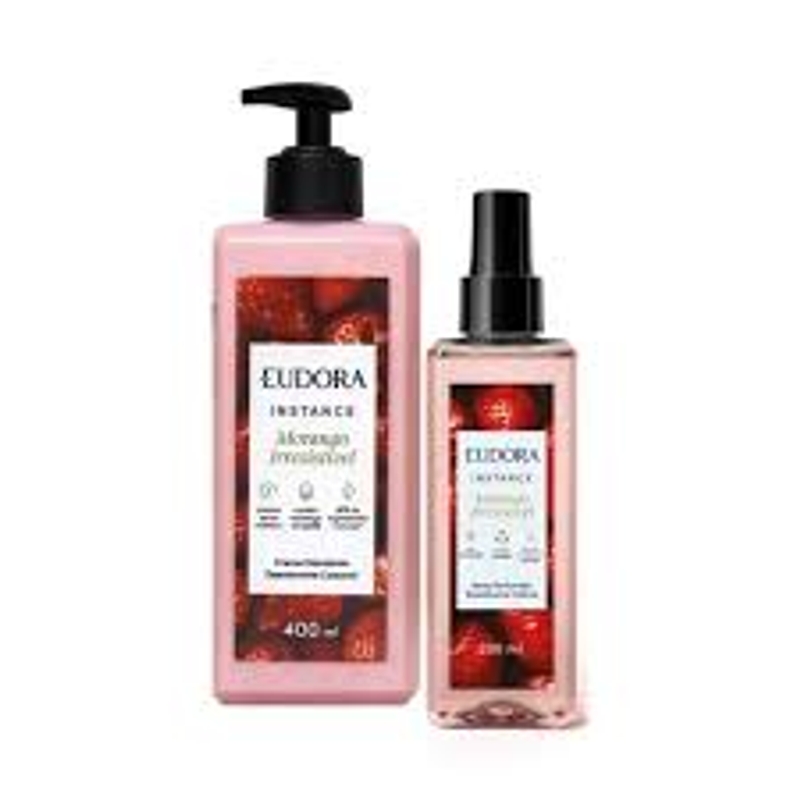 Kit Eudora Instance Morango Irresistível - Body Splash 200ml + Hidratante Corporal 400ml