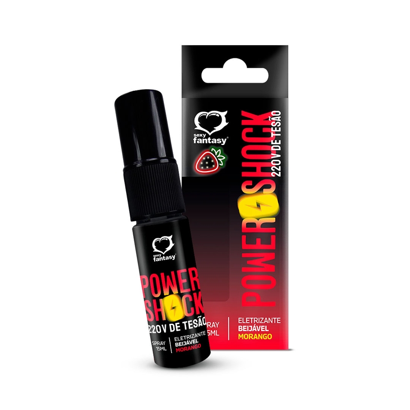 Spray Eletrizante Beijável - Power Shock - 15 ml | Sabor: Morango