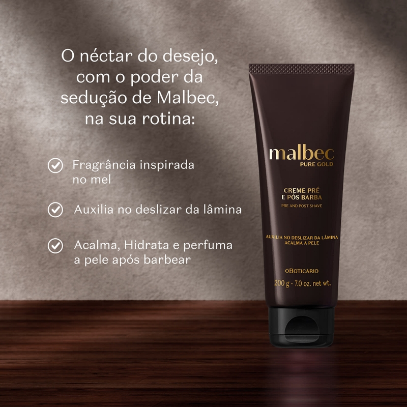 Creme Pré E Pós-Barba Malbec Pure Gold 200G