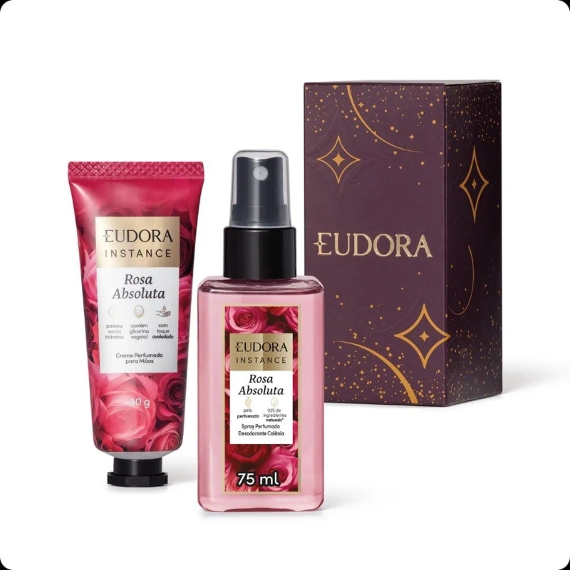 Kit Presente  Instance Rosa Absoluta: Spray Perfumado 75ml + Creme Mãos 30g