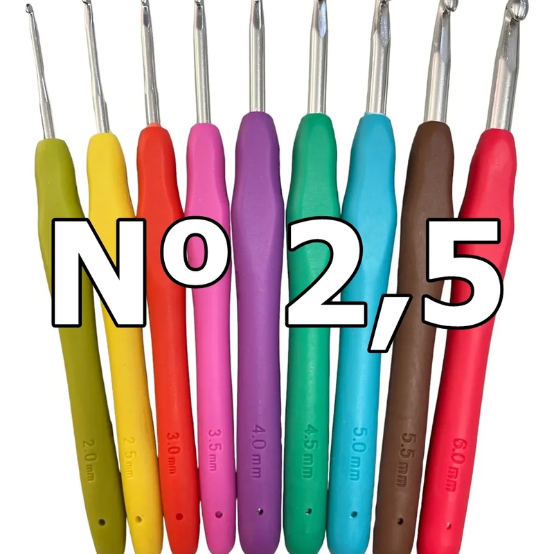 Agulha de crochê emborrachada - Nº 2,5