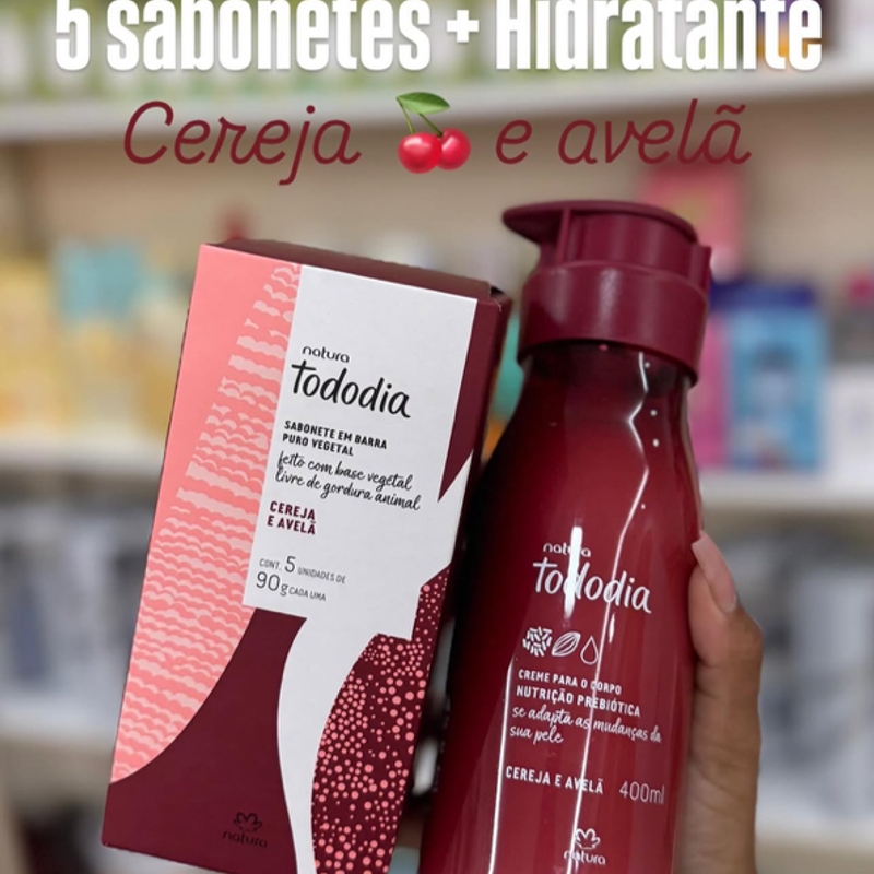 Kit Sabonetes e Creme Nutritivo Tododia Cereja e Avelã (2 produtos)