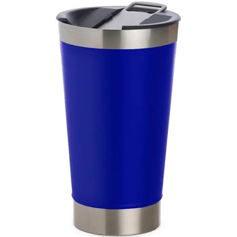 Copo Térmico Conserva 2,5mm Aço Inox 500ml C/Tampa Abridor Cerveja AZUL