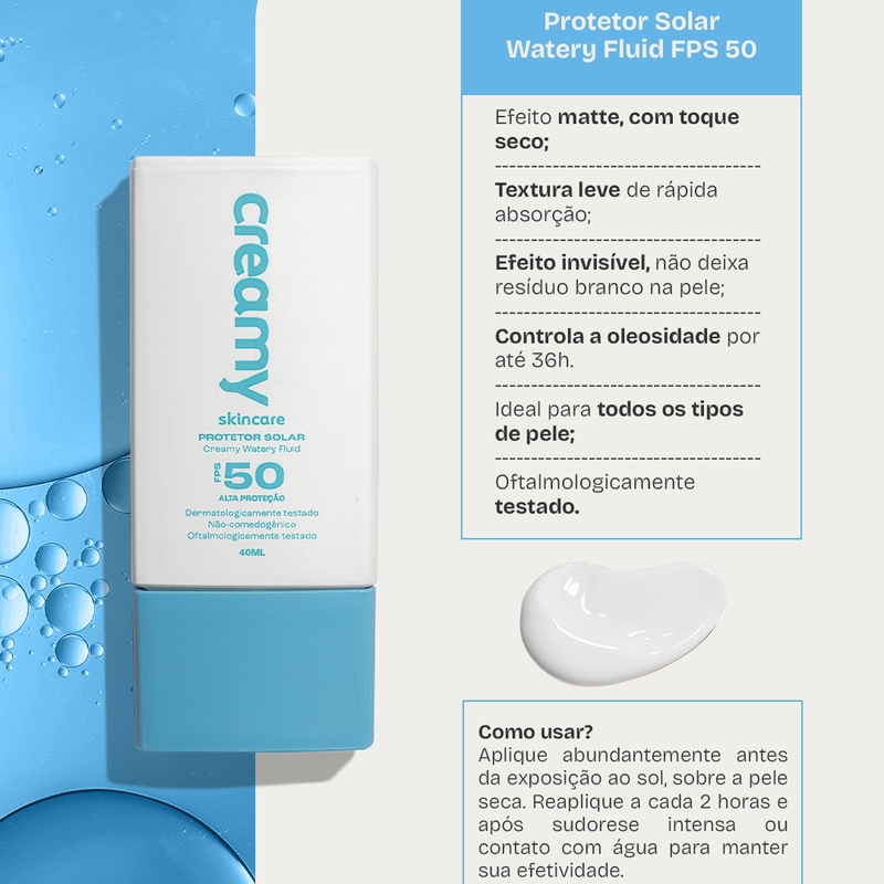 Protetor Solar Watery Fluid FPS 50