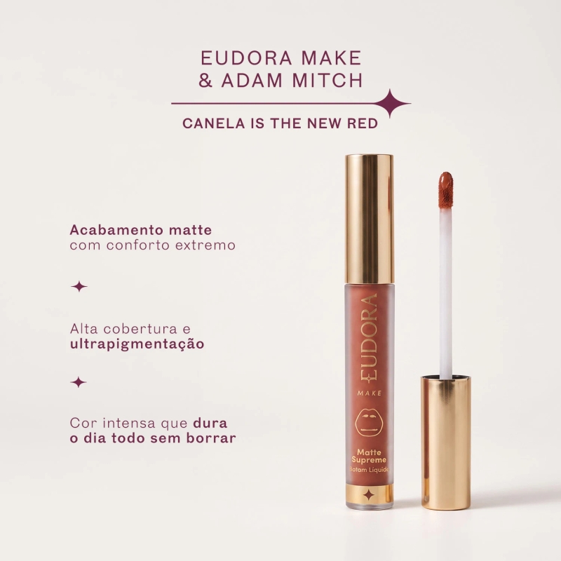 Batom Líquido Matte Supreme Canela Adam Mitch E Eudora Make 4Ml - foto 2