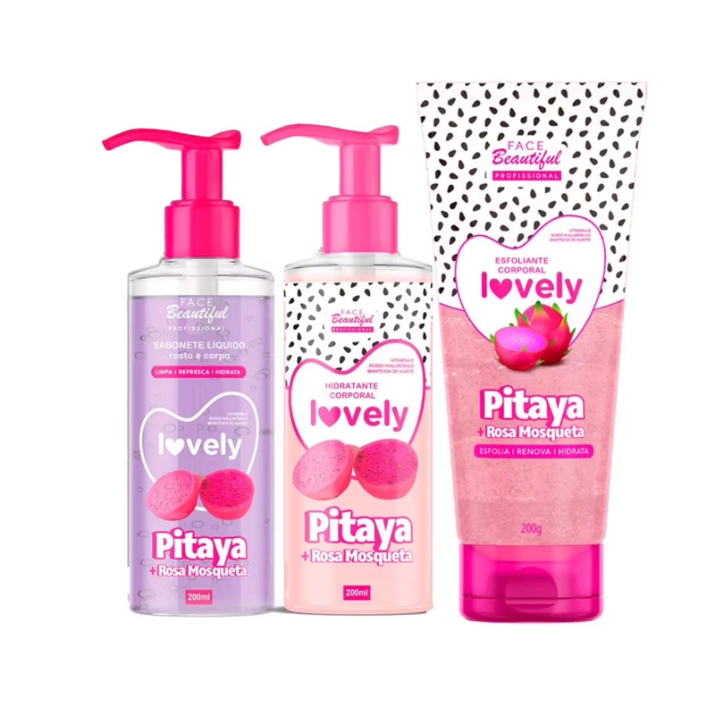 Kit Frutinha Pitaya (Esfoliante, Hidratante Corporal E Sabonete Para O Rosto)